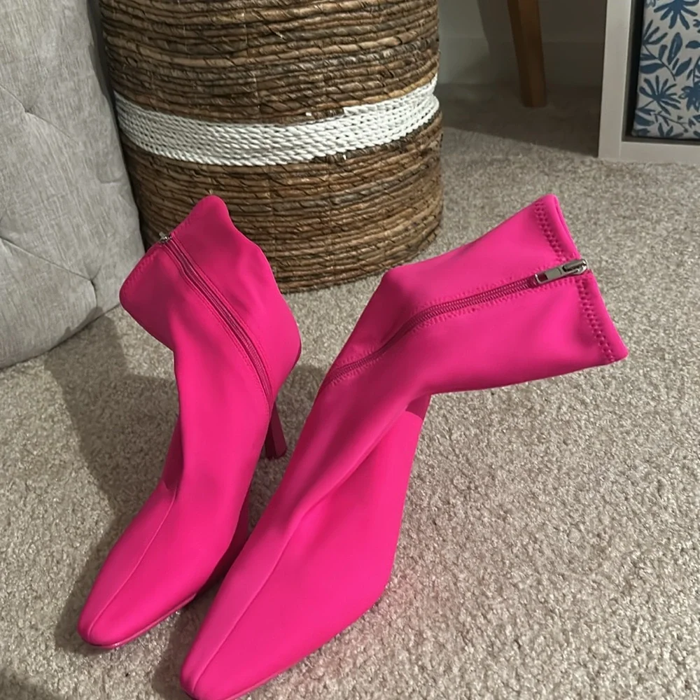 Vibrant Pink Women's Ankle Boots with mark - Picture 3 of 6